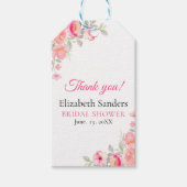 Bridal Shower Floral Watercolor | Pink Roses Geschenkanhänger (Vorderseite)