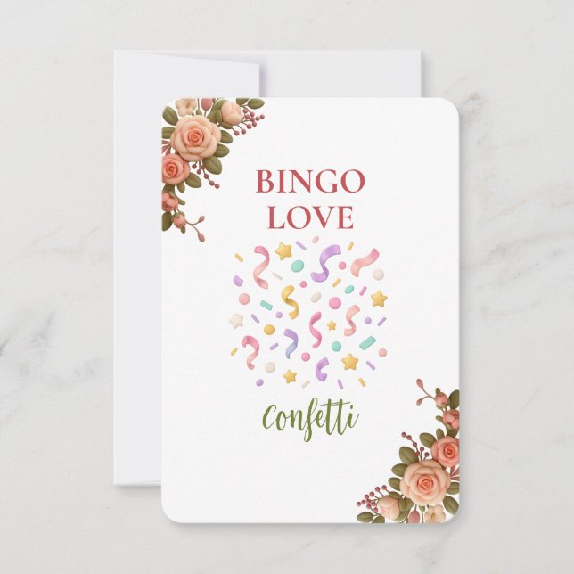 Bridal Shower Game Bingo Card – Confetti (Vorderseite)