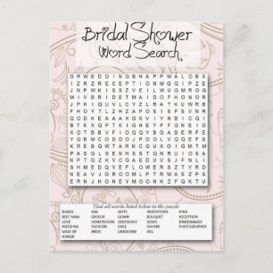Bridal Shower game, Word SEarch, Einladungspostkarte