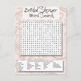 Bridal Shower game, Word SEarch, Einladungspostkarte