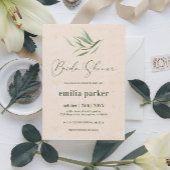 Bridal Shower Green Foliage Beige Paper Einladung