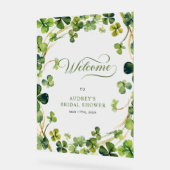 Bridal Shower Greenery Shamrock Welcome Sign Acrylschild (Winkel)