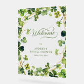 Bridal Shower Greenery Shamrock Welcome Sign Acrylschild (Winkel)