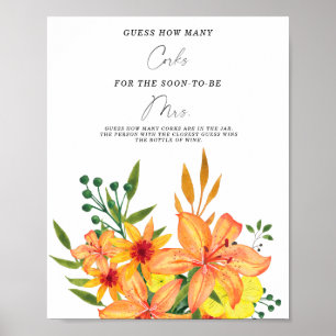 Bridal Shower Guess How Many Corks Poster