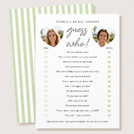 Bridal Shower Guess Who Party Card Game Photo Hinweiskarte