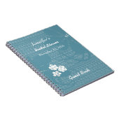 Bridal Shower Guest book Blue Floral Notebook Notizblock (Rechte Seite)