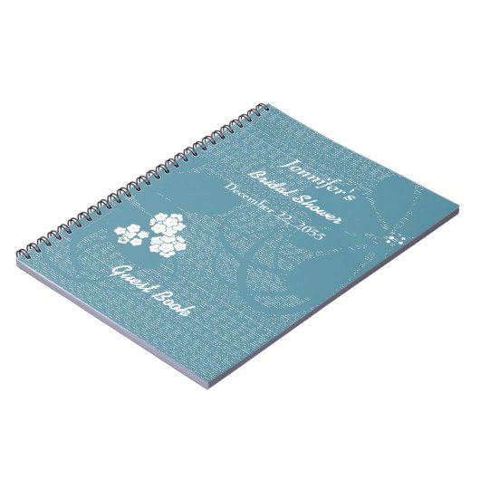 Bridal Shower Guest book Blue Floral Notebook Notizblock (Linke Seite)