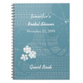 Bridal Shower Guest book Blue Floral Notebook Notizblock (Vorderseite)