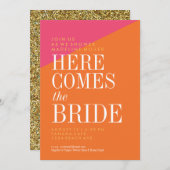 Bridal Shower Invasion, Gold Glitzer, Moderne Einladung (Vorne/Hinten)