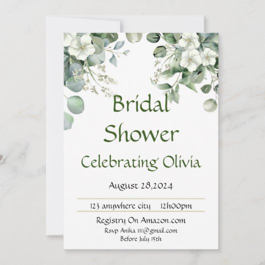BRIDAL SHOWER INVITATION BOTANISCHE BOTANISCHE FLO SAVE THE DATE (Vorderseite)