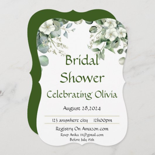 BRIDAL SHOWER INVITATION BOTANISCHE BOTANISCHE FLO SAVE THE DATE (Vorne/Hinten)