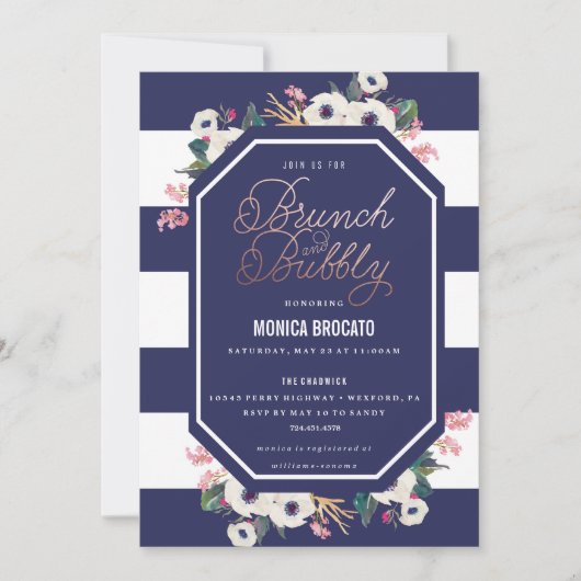 BRIDAL SHOWER INVITATION - Brunch- und Blasenkamme Einladung (Vorderseite)