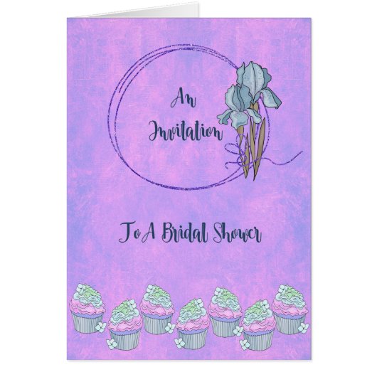 Bridal Shower Invitation Card, Lavendel mit Iris (Vorne)