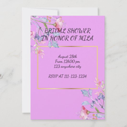 BRIDAL SHOWER INVITATION EINLADUNG (Vorderseite)