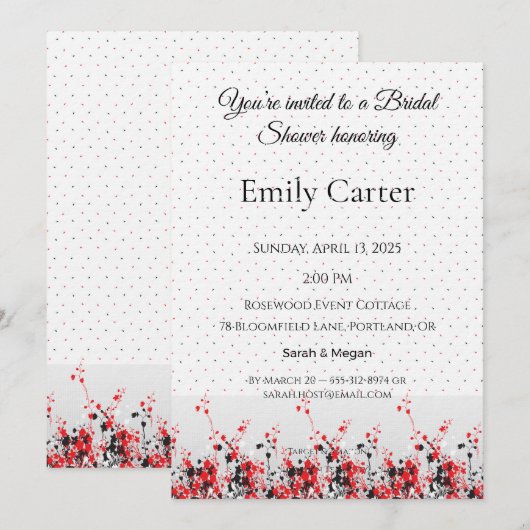 Bridal Shower Invitation Elegant Floral Template Einladung (Vorne/Hinten)