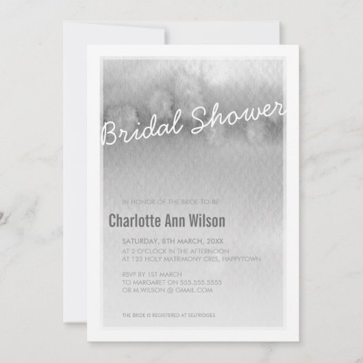 BRIDAL SHOWER INVITATION : Ober wassergrau Einladung (Vorderseite)