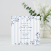 Bridal Shower Invitation Something Blue Stripes Einladung (Stehend Vorderseite)