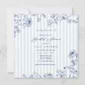 Bridal Shower Invitation Something Blue Stripes Einladung (Vorderseite)