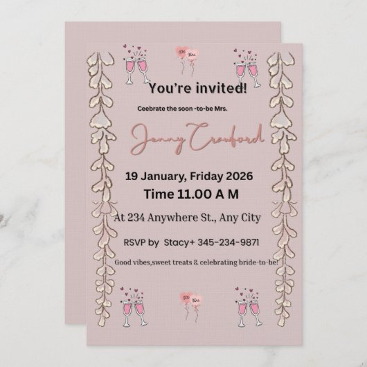 Bridal Shower Invite | Editable Digital Template | Einladung (Vorne/Hinten)