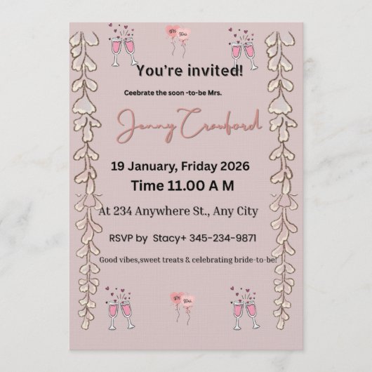 Bridal Shower Invite | Editable Digital Template | Einladung (Vorderseite)
