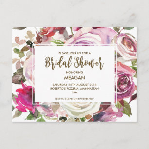 Bridal Shower lädt moderne Blumenlila ein Einladungspostkarte