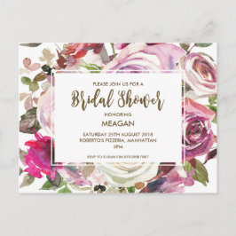 Bridal Shower lädt moderne Blumenlila ein Einladungspostkarte