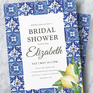 Bridal Shower Lemon Foliage Blue Mediterranean Einladung