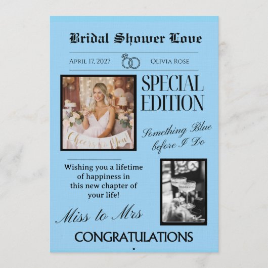 BRIDAL SHOWER LOVE CARD (+Download option) Einladung (Vorderseite)
