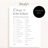  Bridal Shower Love Songs Movie Trivia Game Card Einladung