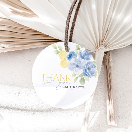 Bridal Shower Main Squeeze Blue Yellow Favor Geschenkanhänger