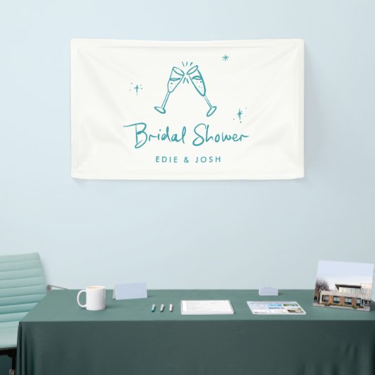 Bridal shower modern teal blue elegant handwritten banner (Messeveranstaltung)