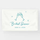 Bridal shower modern teal blue elegant handwritten banner (Horizontal)