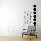 Bridal Shower Monogram Name Black Dots White Cool Wandteppich (Beispiel (Horizontal))