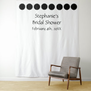 Bridal Shower Monogram Name Black Dots White Cool Wandteppich