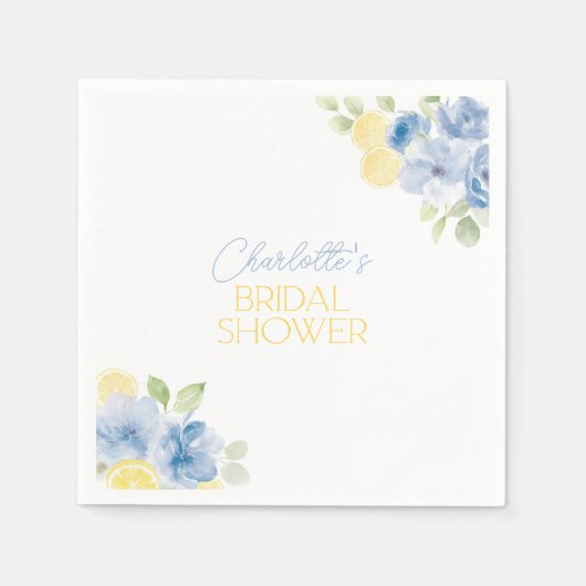 Bridal Shower Napkins Main Squeeze Blue Flowers Serviette (Vorderseite)