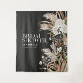 Bridal shower pampas modern elegant black wandteppich (Vorderseite)