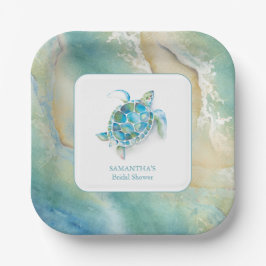 Bridal Shower Paper Plates Watercolor Sea Pappteller