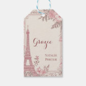 Bridal Shower Paris Eiffel Tower Pastel Pink Flora Geschenkanhänger (Vorderseite)