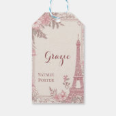 Bridal Shower Paris Eiffel Tower Pastel Pink Flora Geschenkanhänger (Rückseite)