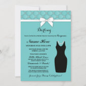 Bridal Shower Party Blue Black Dress Pearls Invite Einladung (Vorderseite)