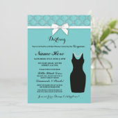 Bridal Shower Party Blue Black Dress Pearls Invite Einladung (Stehend Vorderseite)