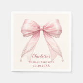 Bridal Shower pink bow cream florals pearls Serviette (Vorderseite)