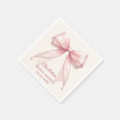 Bridal Shower pink bow cream florals pearls Serviette (Ecke)