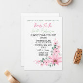 Bridal Shower Pink Flower Invite Mitteilungskarte (Vorderseite/Rückseite Beispiel)