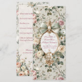 Bridal Shower Program Card | Romantic Blush Rose Programm (Vorne/Hinten)