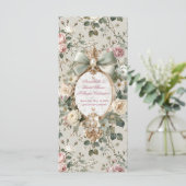 Bridal Shower Program Card | Romantic Blush Rose Programm (Stehend Vorderseite)