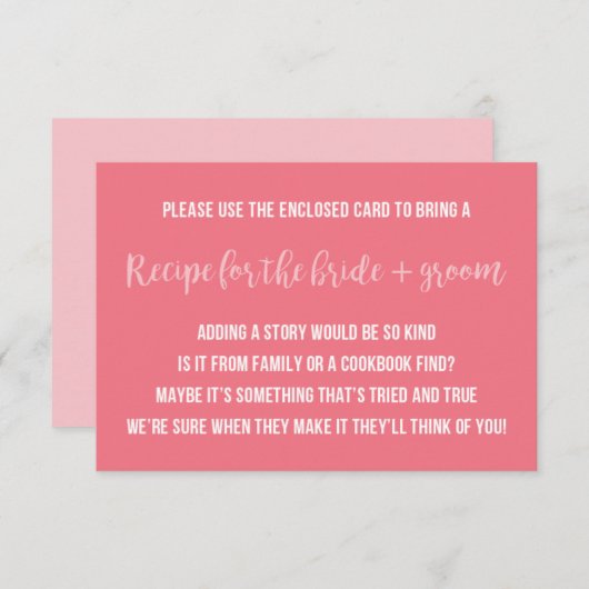 Bridal Shower Recipe Card Saying Invitation Insert Einladung (Vorne/Hinten)