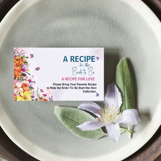 Bridal Shower Recipe Request Spring Pastel Floral Begleitkarte
