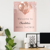 Bridal Shower rose gold blush glitter welcome  Poster (Heimbüro)