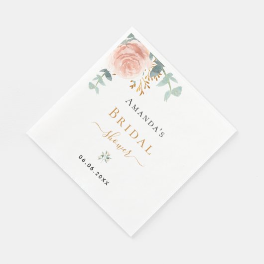 Bridal Shower rose gold floral eucalyptus luncheon Serviette (Ecke)